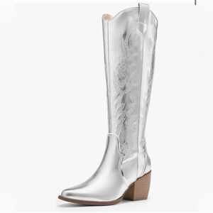 Dream Pairs silver cowboy boots